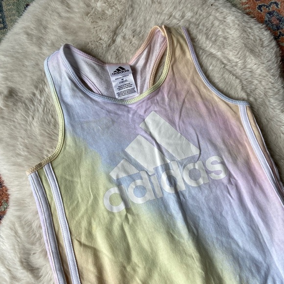 adidas romper shorts tank top iridescence ombre rainbow pink pastel girl M 10/12 - Picture 3 of 13